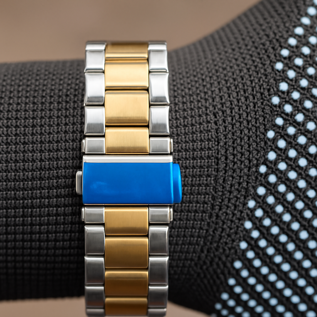 BASILES Luxury Two-Tone Chronograph Watch – Gold & Silver Stainless Steel | White Dial