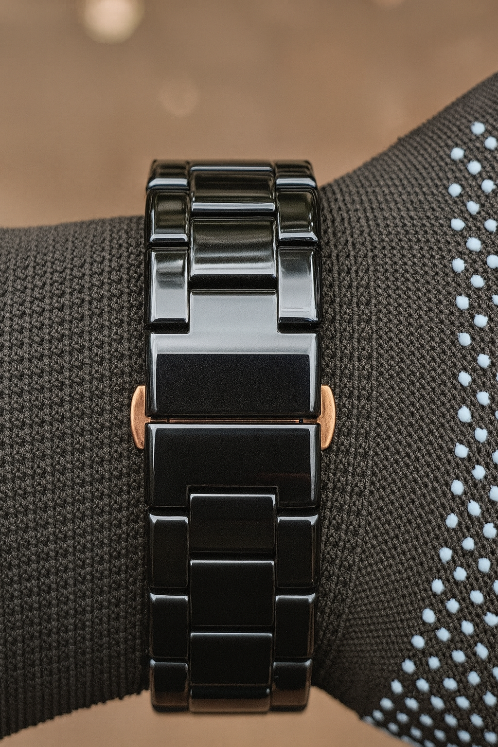 Armani Luxury Black Ceramic Chronograph Watch – Rose Gold Accents | Premium Design