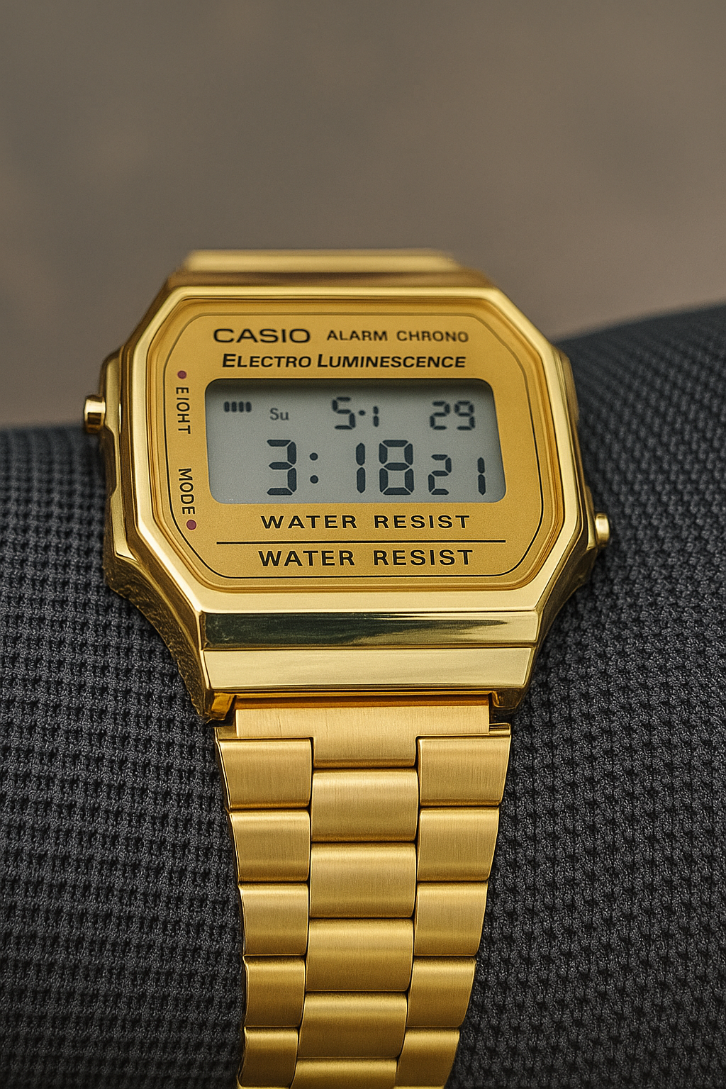 Casio Retro Gold Digital Watch – Classic LED Display & Water-Resistant Design