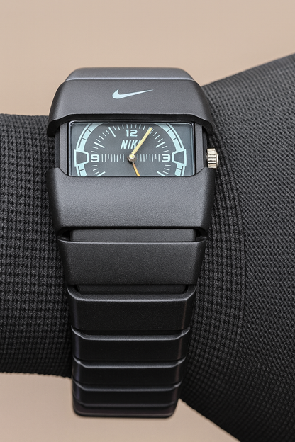 Nike Sporty Black Analog Wristwatch – Modern Rectangular Dial | Premium Rubber Strap