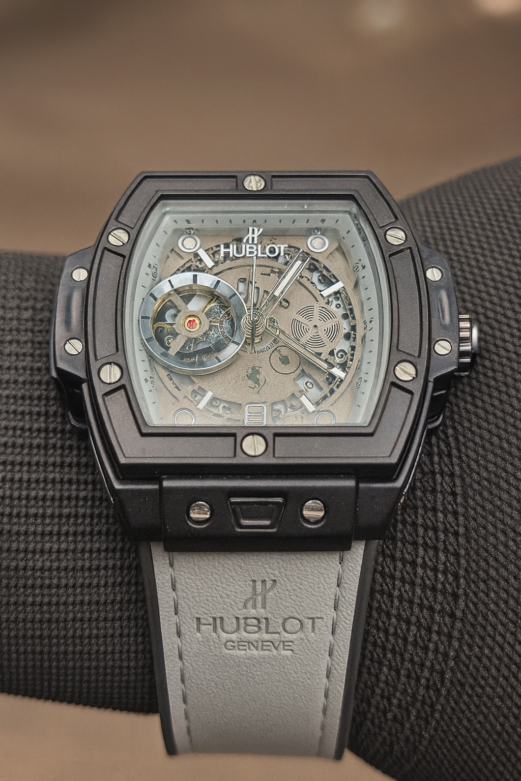 RICHARD VILLE Luxury Skeleton Sports Watch – Matte Black Case | Open-Mechanism Design