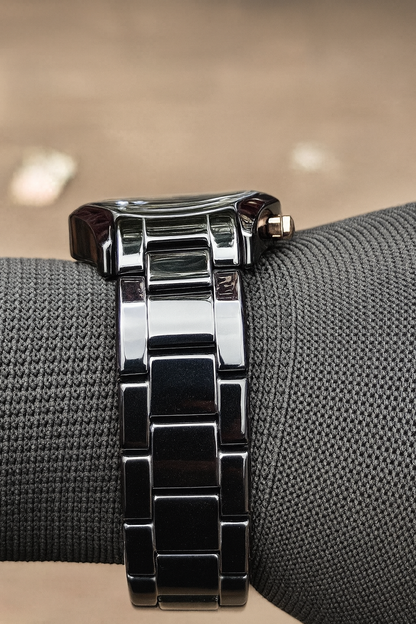 Armani Luxury Black Ceramic Chronograph Watch – Rose Gold Accents | Premium Design