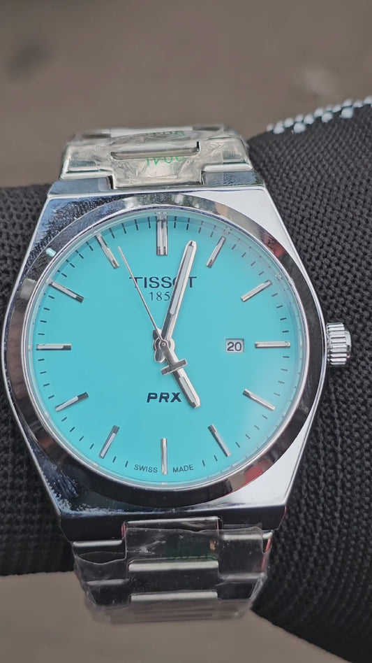 Tissot Premium Turquoise Dial Stainless Steel Watch – Minimal & Modern Design