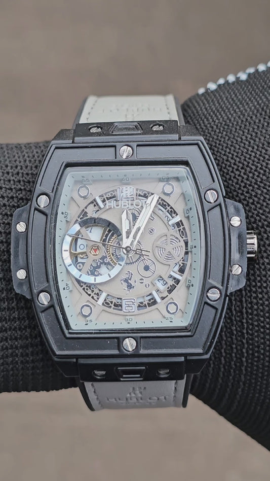 RICHARD VILLE Luxury Skeleton Sports Watch – Matte Black Case | Open-Mechanism Design