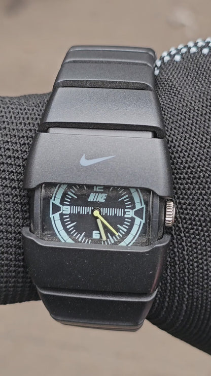 Nike Sporty Black Analog Wristwatch – Modern Rectangular Dial | Premium Rubber Strap