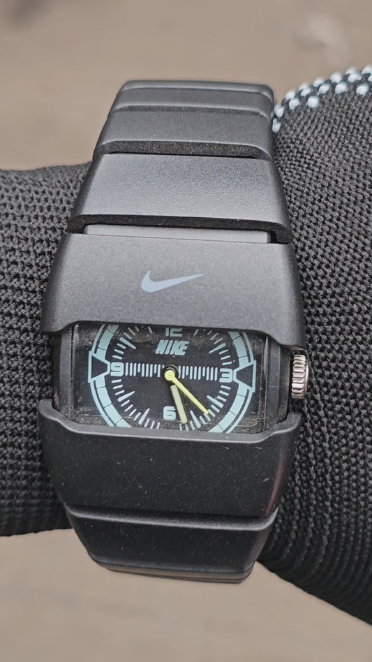Nike Sporty Black Analog Wristwatch – Modern Rectangular Dial | Premium Rubber Strap