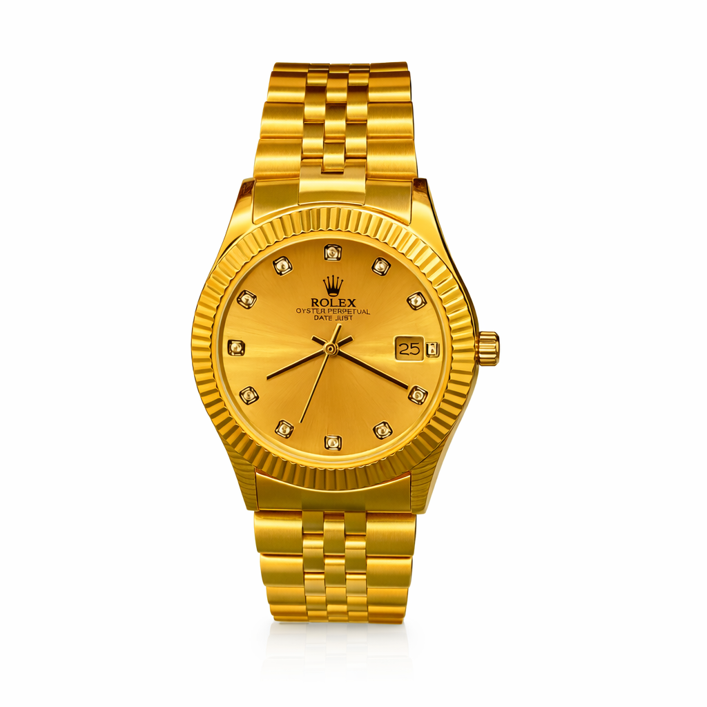 RLX Luxury Gold Wristwatch – Champagne Dial | Diamond-Style Markers