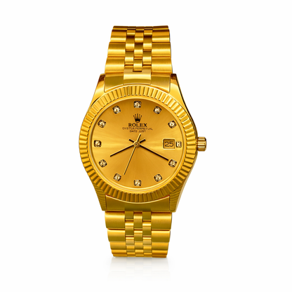 RLX Luxury Gold Wristwatch – Champagne Dial | Diamond-Style Markers